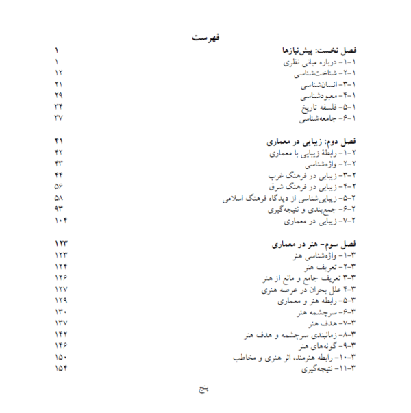 فهرست کتاب مبانی نظری معماری نقره کار - 1