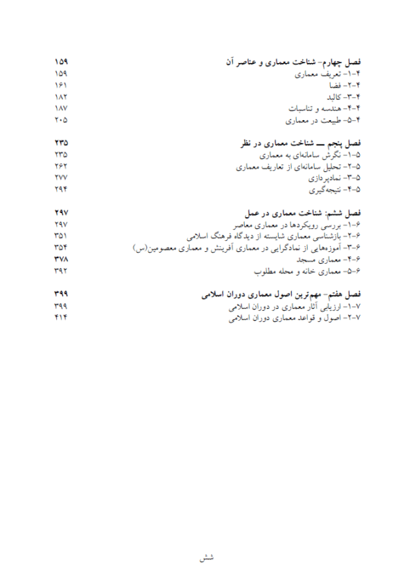 فهرست کتاب مبانی نظری معماری نقره کار - 2
